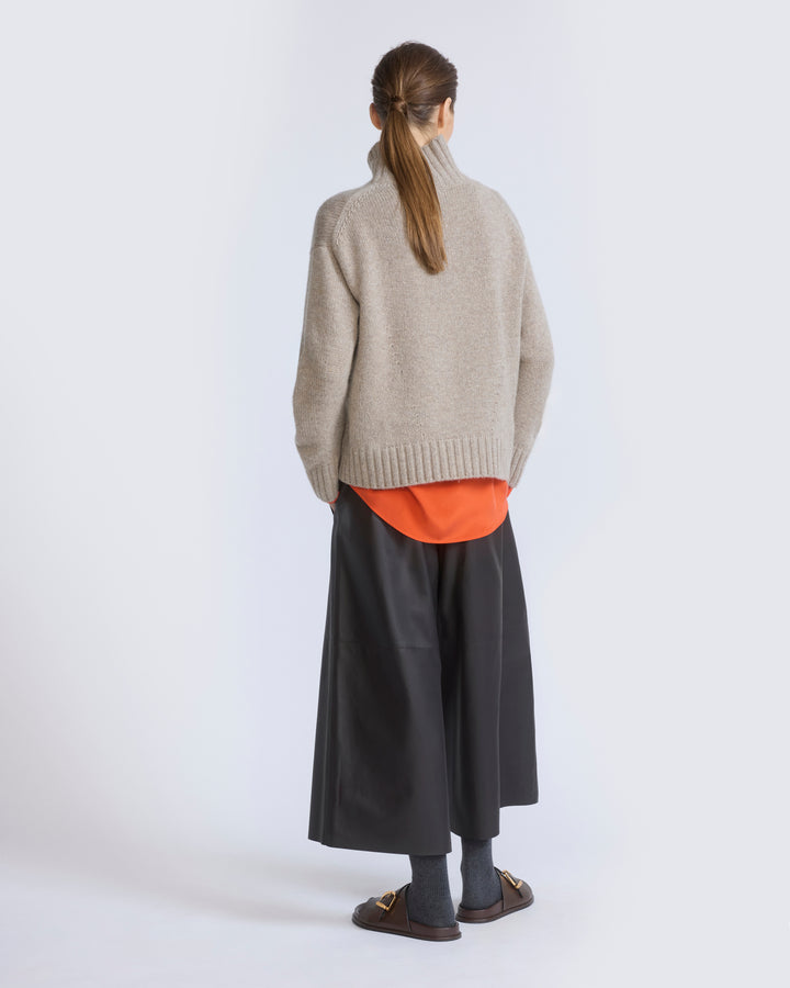 Jupe culotte en cuir d'agneau fin