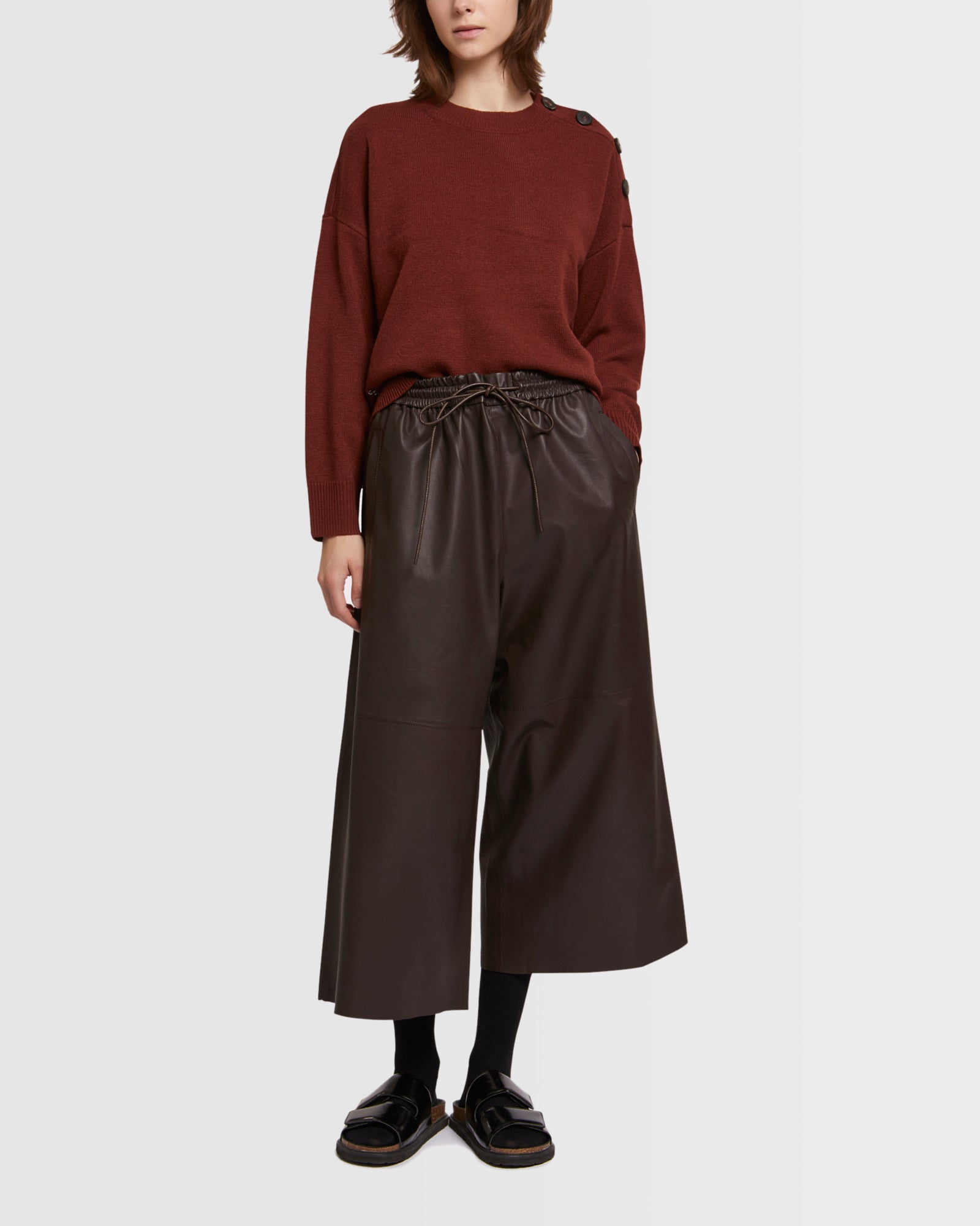 Culottes in thin lambskin leather - Brown - Yves Salomon