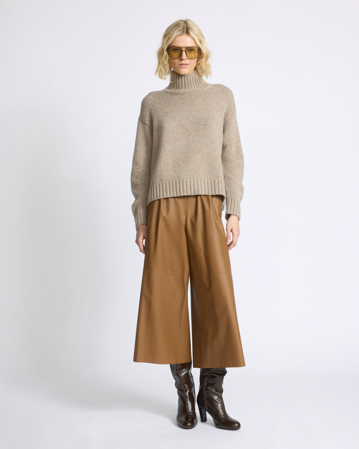 Jupe culotte en cuir d'agneau fin - Yves Salomon - Nouvelle collection Automne Hiver