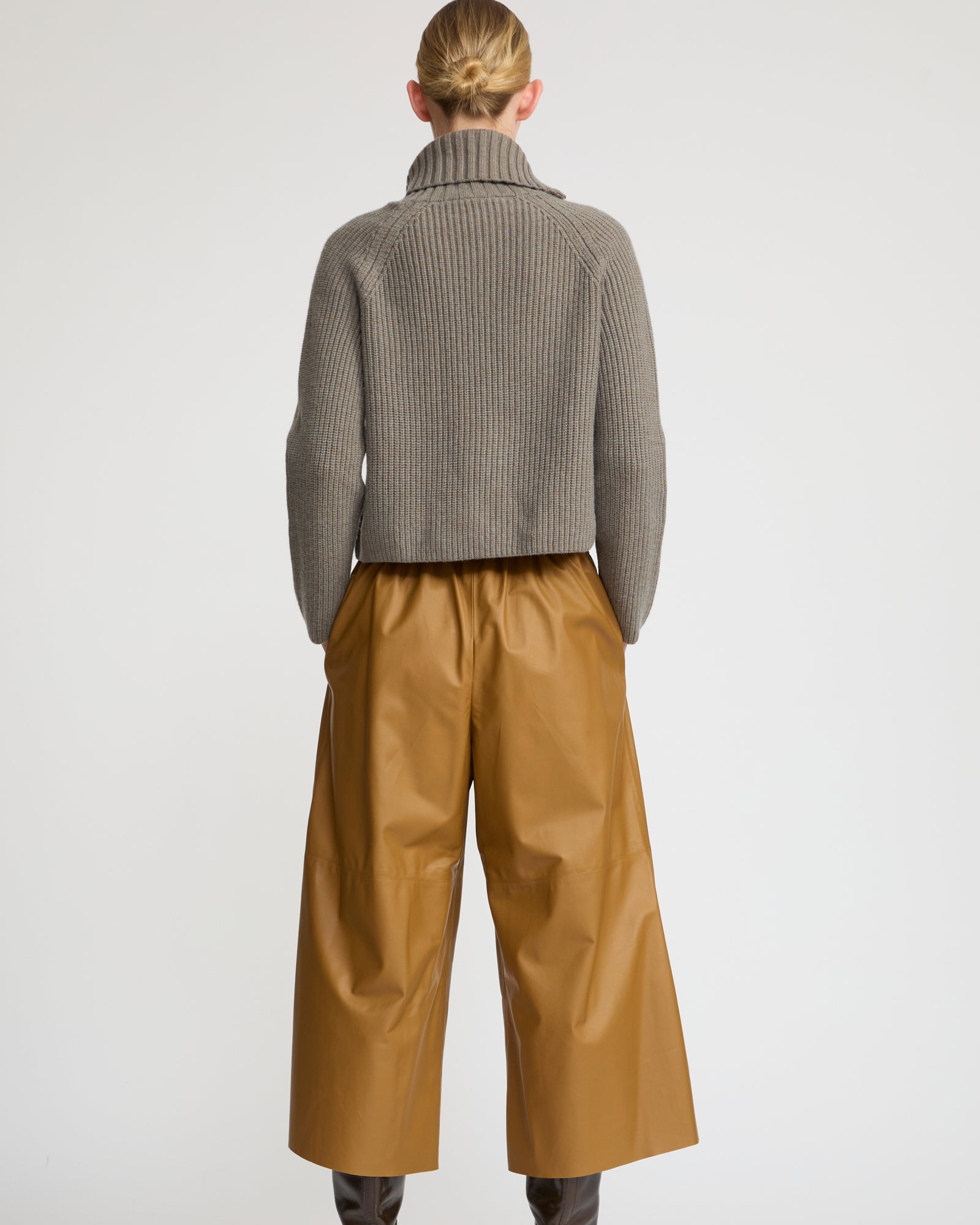 Jupe culotte en cuir d'agneau fin -Yves Salomon
