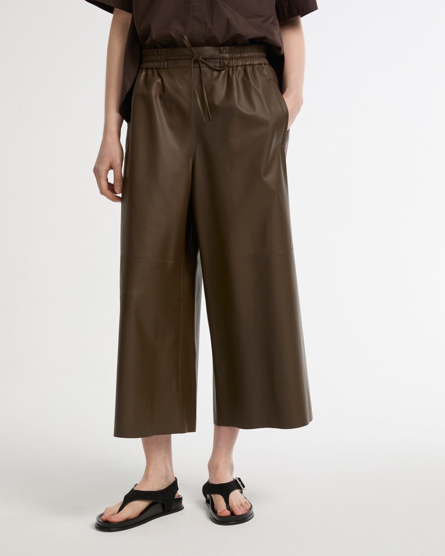 Jupe culotte en cuir d'agneau fin -Yves salomon - Nouvelle collection Printemps Été