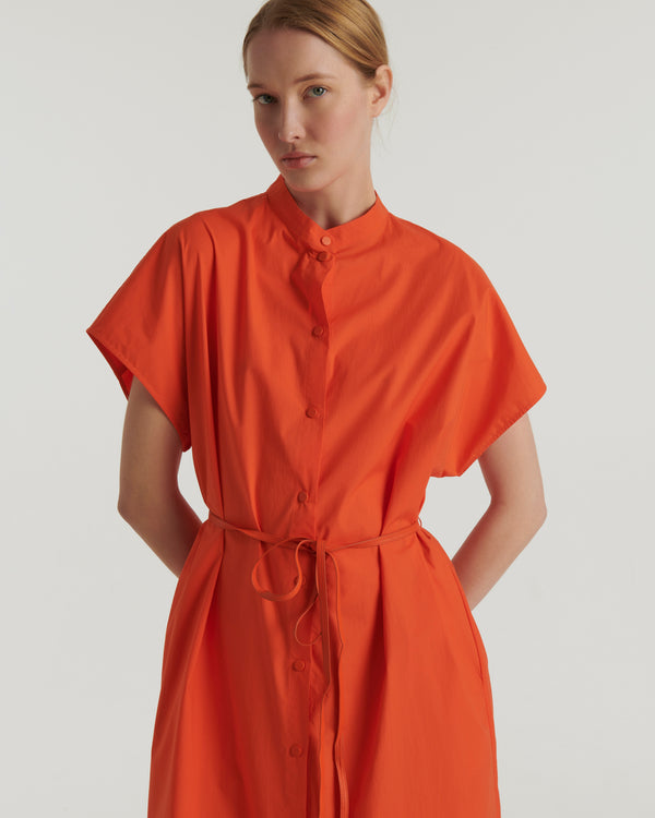 Long Cotton shirt dress - orange