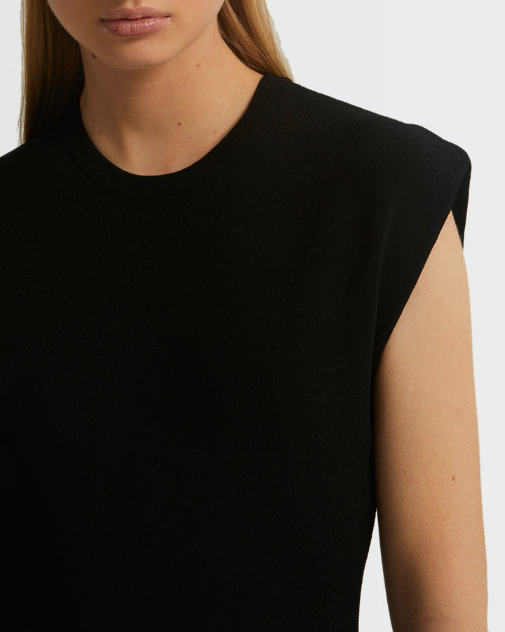 Sleeveless stretch knit mini dress - black