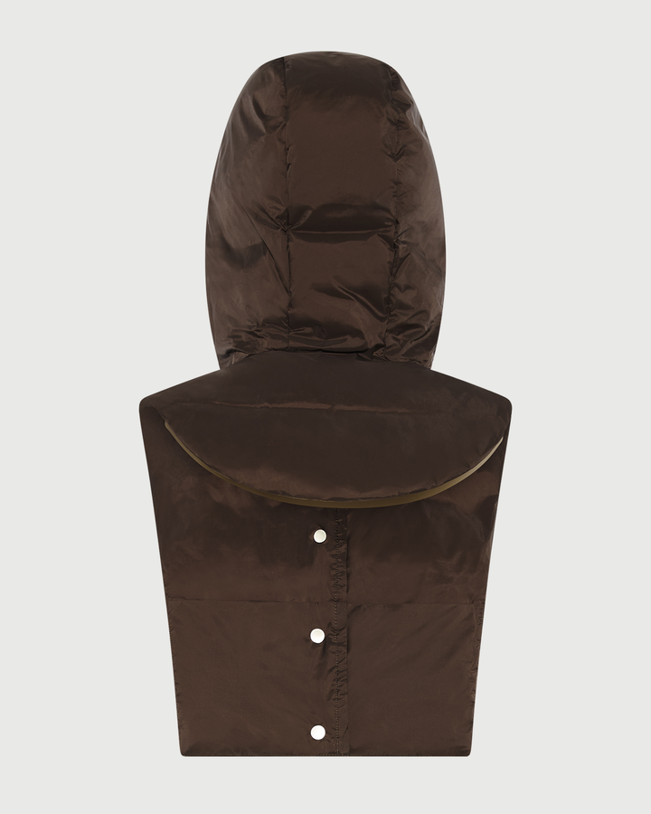Doudoune plastron à capuche en tissu technique imperméable- Yves Salomon - Nouvelle collection Automne Hiver