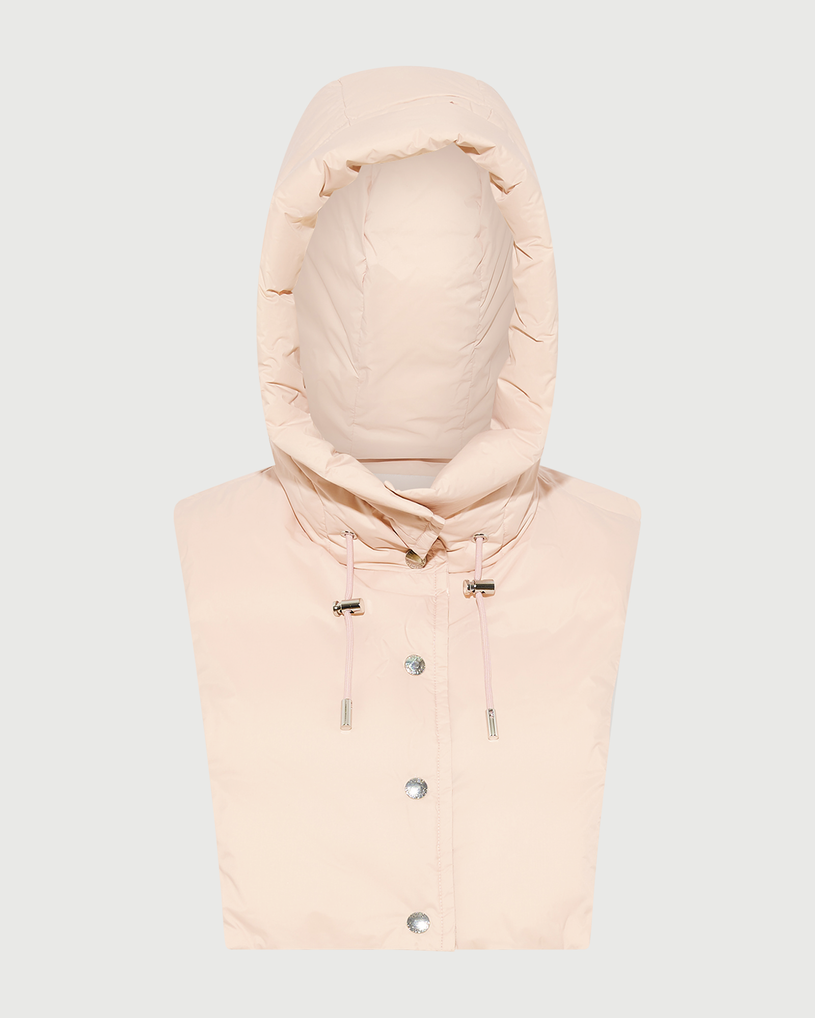 Doudoune plastron à capuche en tissu technique imperméable- Yves Salomon - Nouvelle collection Automne Hiver