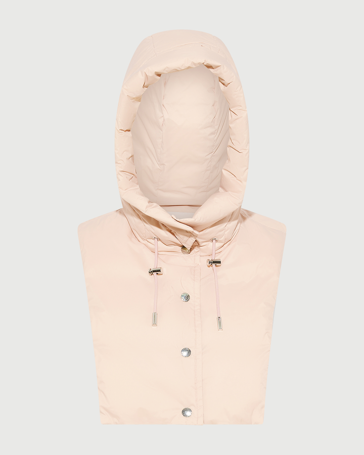 Doudoune plastron à capuche en tissu technique imperméable- Yves Salomon - Nouvelle collection Automne Hiver
