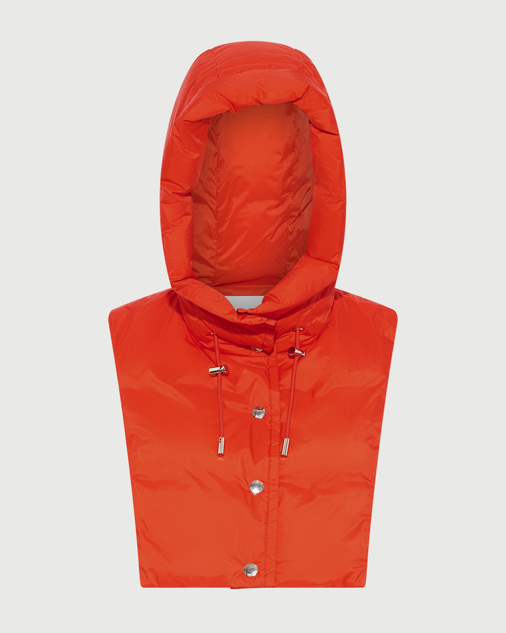 Doudoune plastron à capuche en tissu technique imperméable- Yves Salomon - Nouvelle collection Automne Hiver
