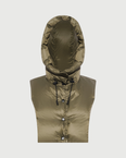 Padded hood bib in water-repellent technical fabric