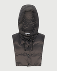 Padded hood bib in water-repellent technical fabric