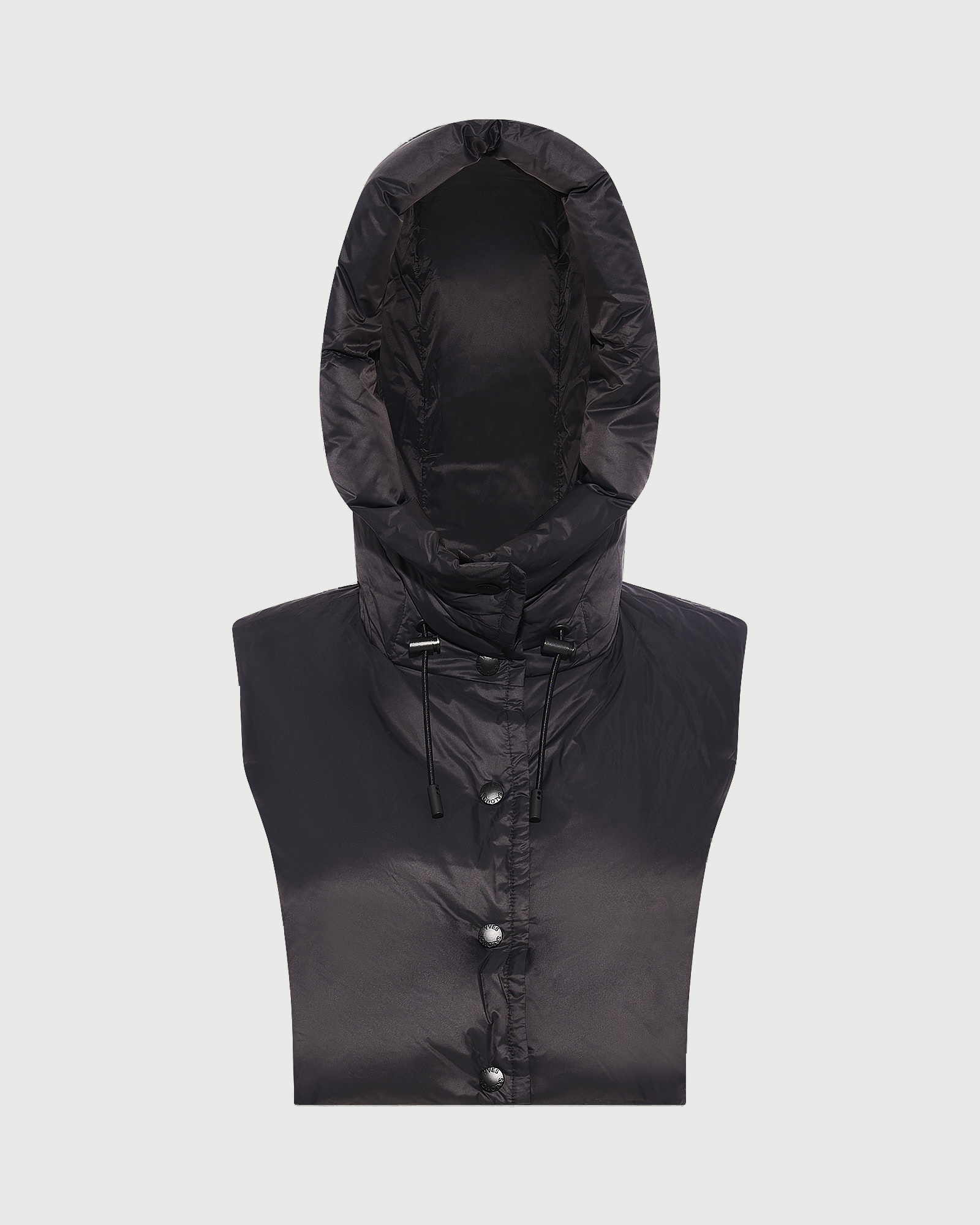 Doudoune plastron à capuche en tissu technique imperméable- Yves Salomon - Nouvelle collection Automne Hiver