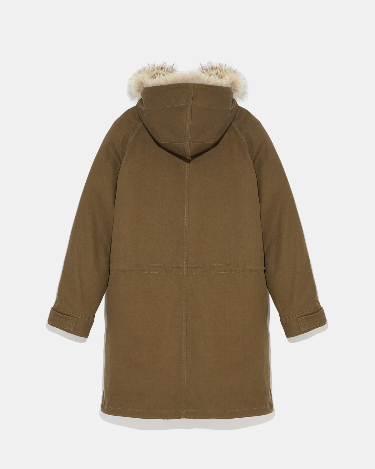 parka-longue-en-gabardine-de-coton-avec-fourrure-de-coyote-et-lapin-kaki-22wfm01090a01xb2354 -Yves Salomon