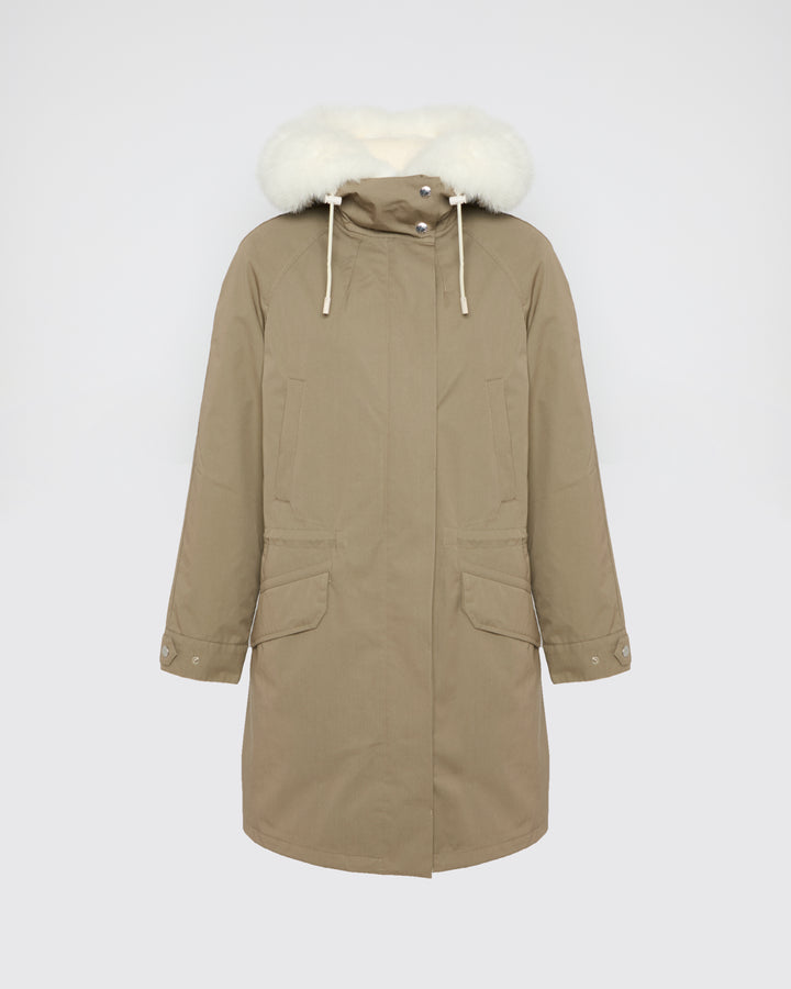Parka iconique en coton mélangé et fourrure