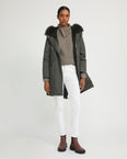 Parka iconique longue en coton mélangé imperméable avec fourrure de renard et lapin