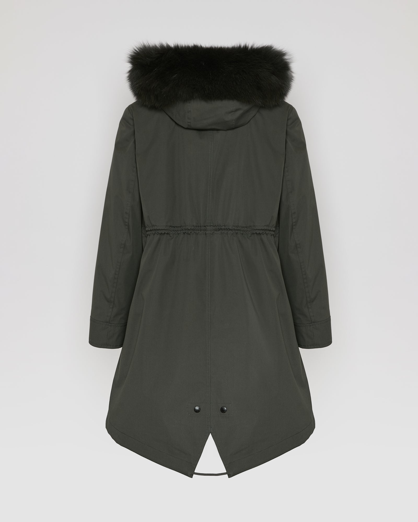 Parka iconique longue en coton mélangé imperméable avec fourrure de renard et lapin -Yves Salomon