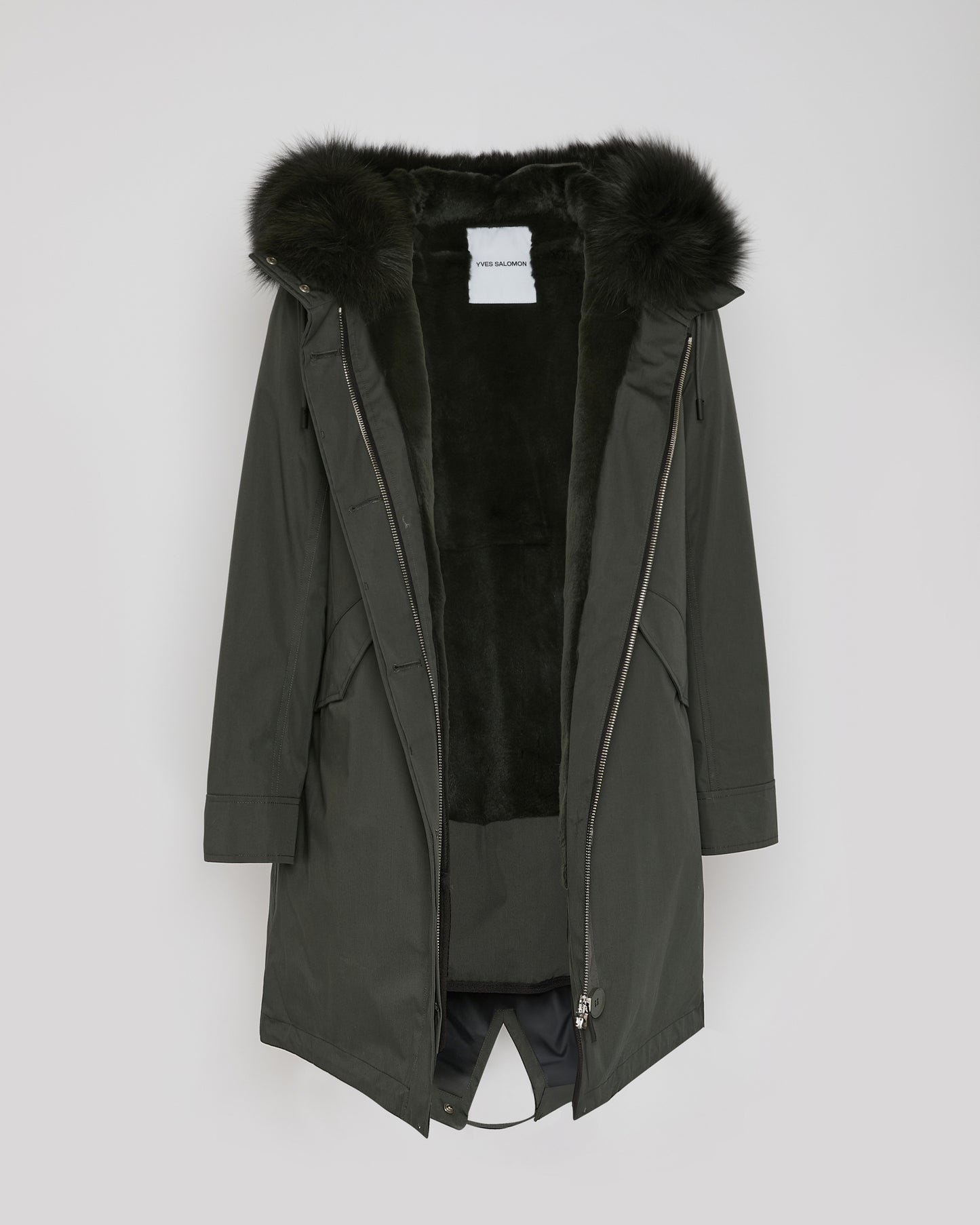 Parka iconique longue en coton mélangé imperméable avec fourrure de renard et lapin -Yves Salomon