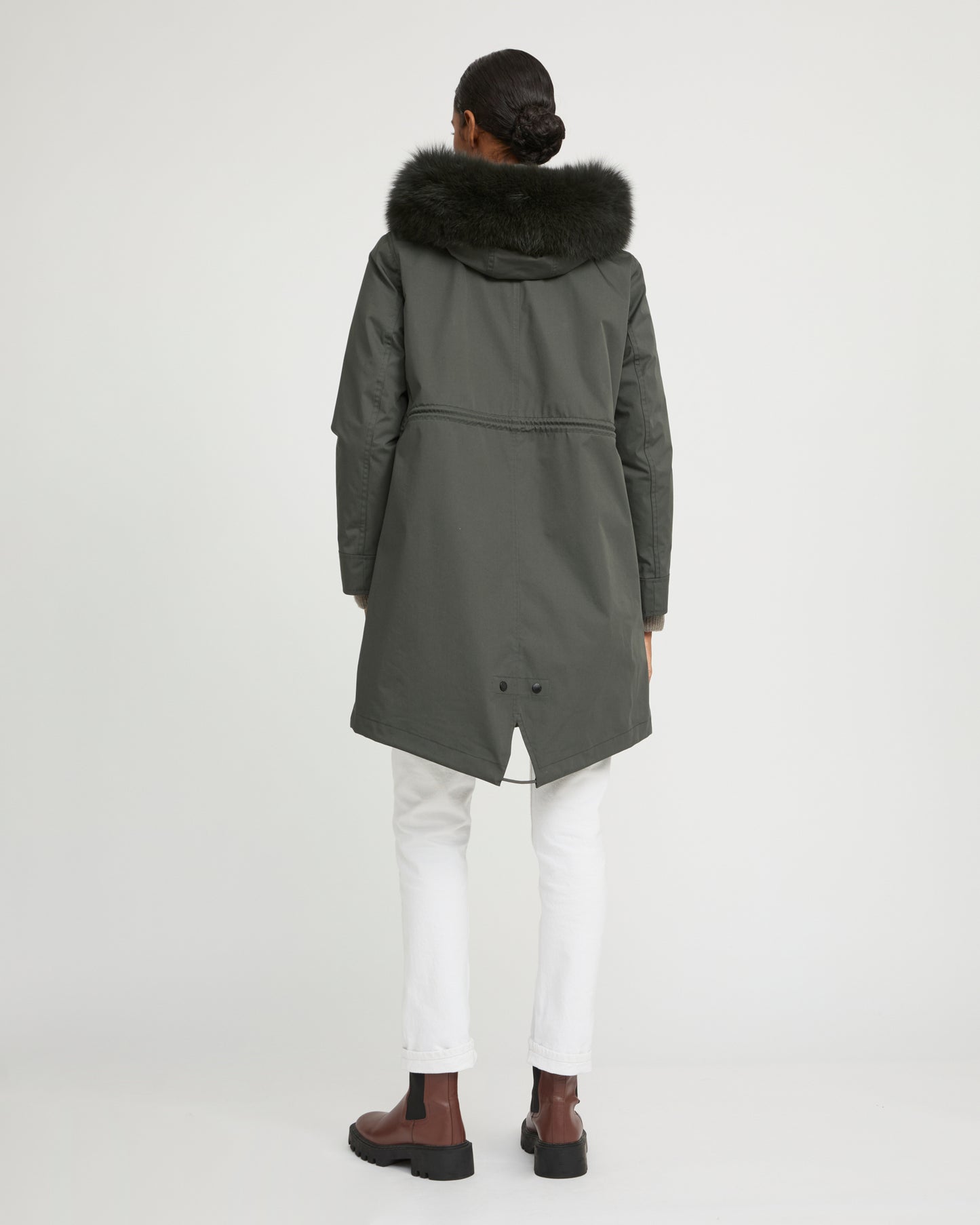Parka iconique longue en coton mélangé imperméable avec fourrure de renard et lapin -Yves Salomon