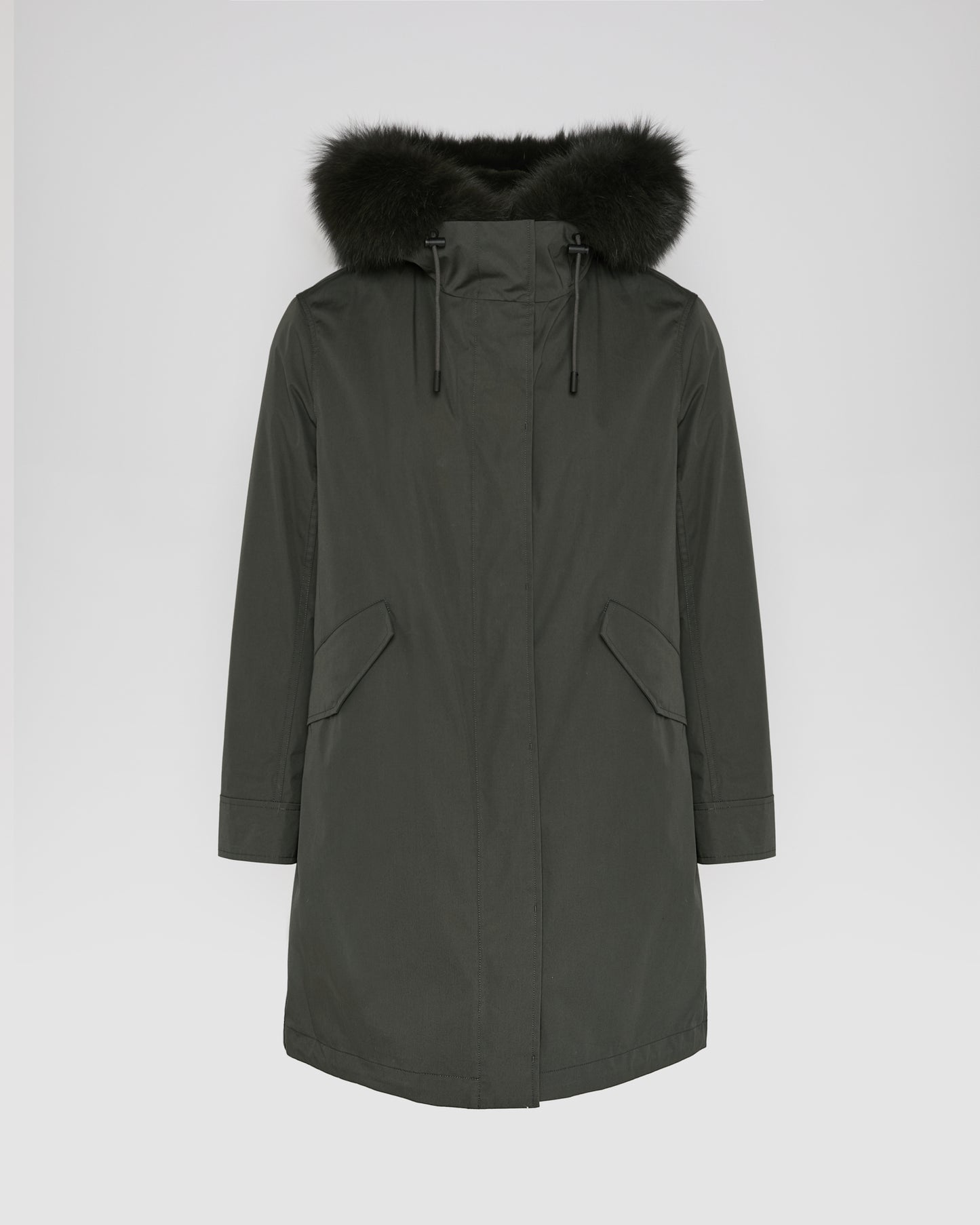 Parka iconique longue en coton mélangé imperméable avec fourrure de renard et lapin -Yves Salomon