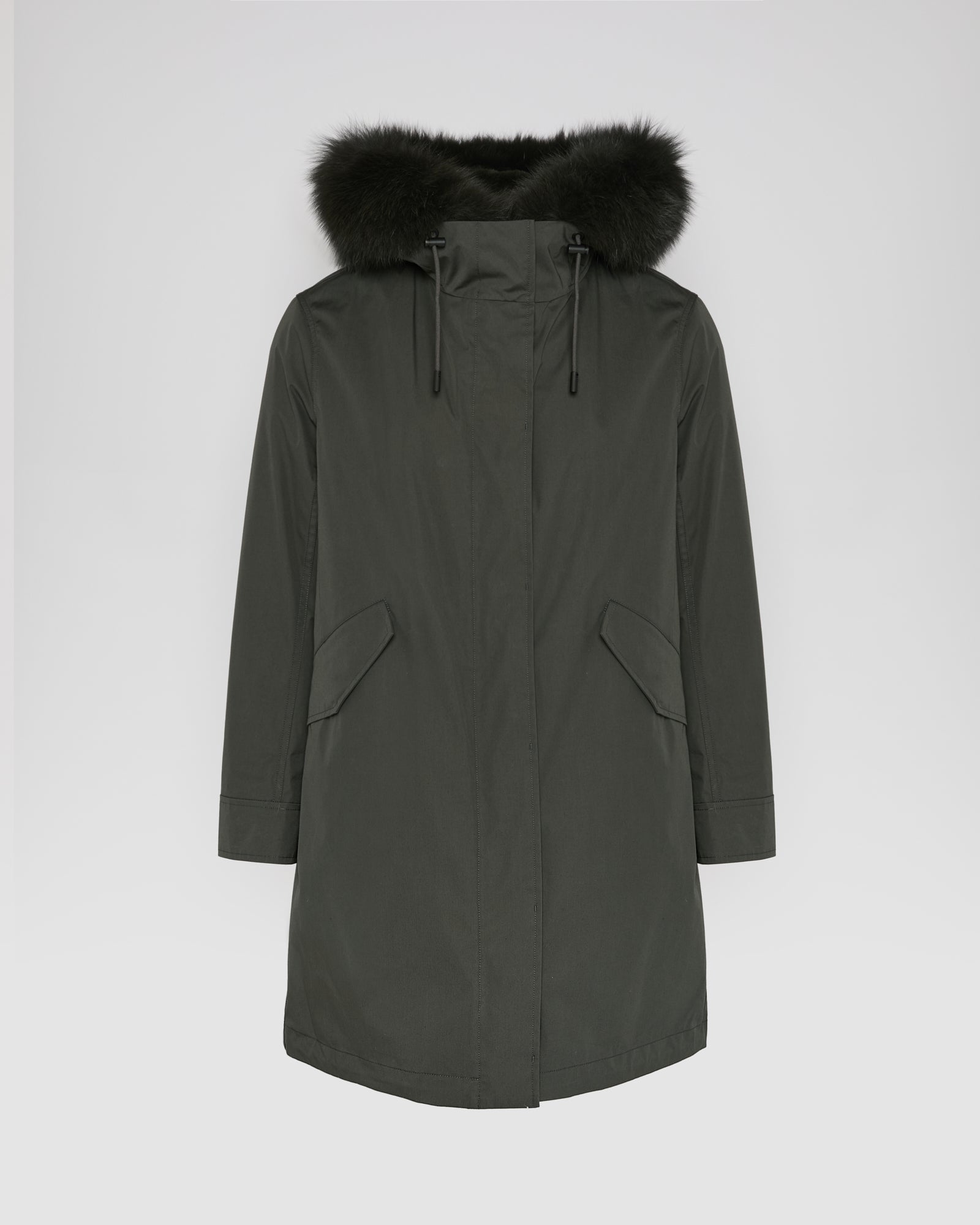 Parka iconique longue en coton mélangé imperméable avec fourrure de renard et lapin -Yves Salomon