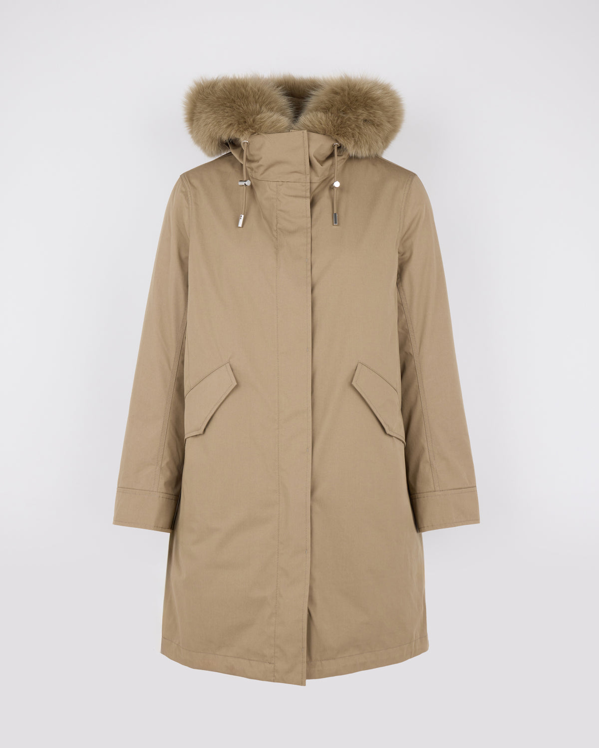 Parka iconique longue en coton mélangé imperméable avec fourrure de renard et lapin - Yves Salomon - Nouvelle collection Automne Hiver