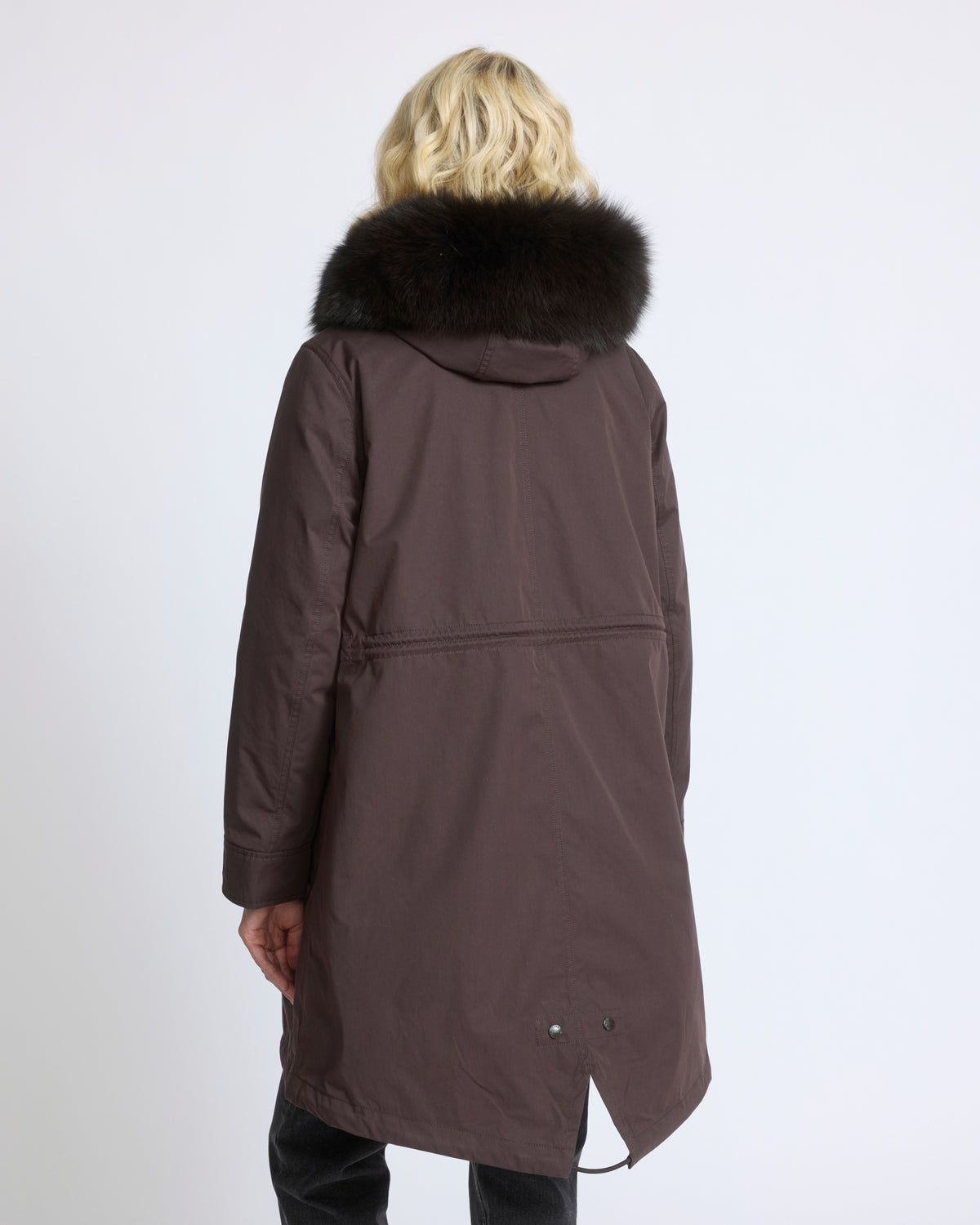 Parka iconique longue en coton mélangé imperméable avec fourrure de renard et lapin - Yves Salomon - Nouvelle collection Automne Hiver