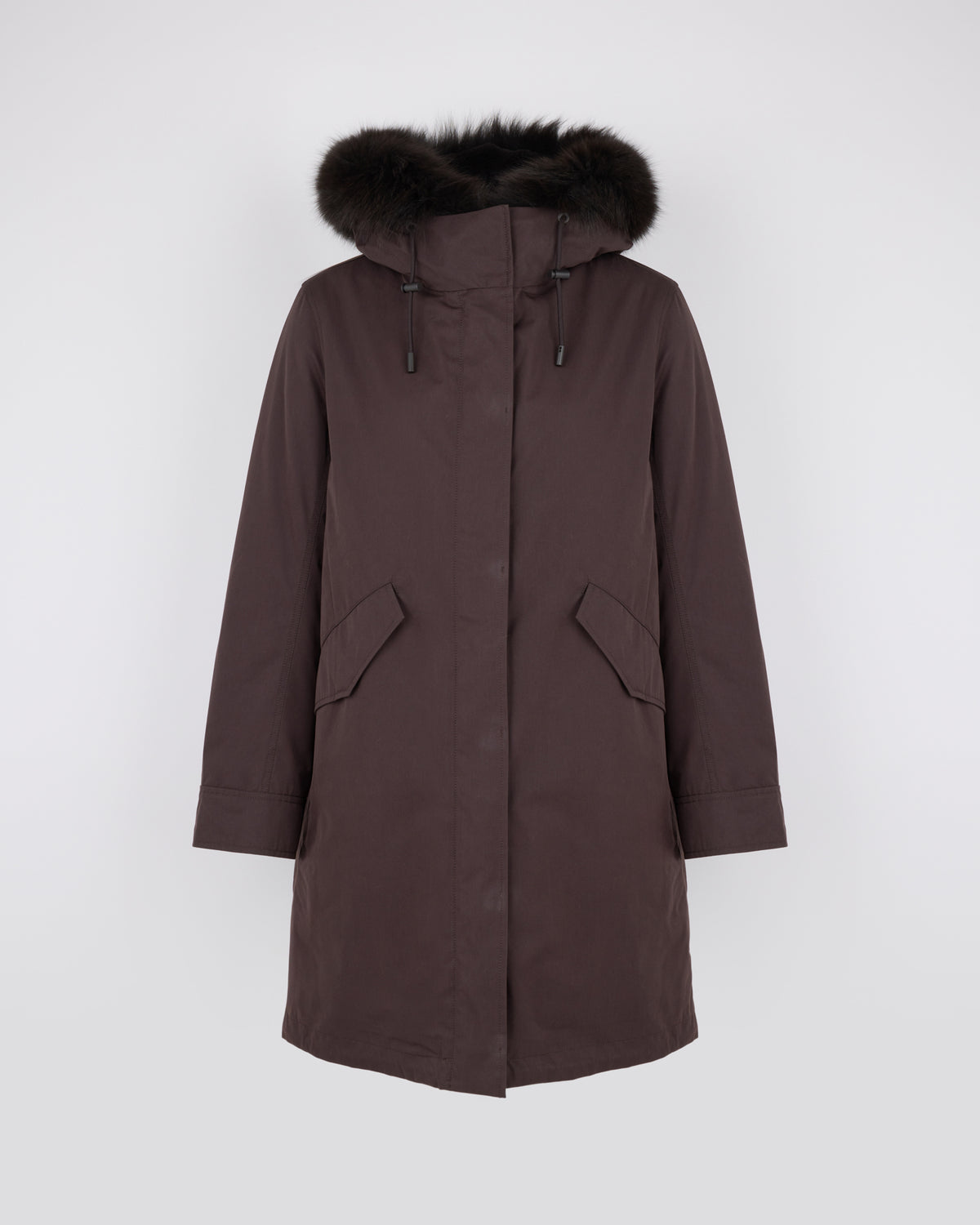Parka iconique longue en coton mélangé imperméable avec fourrure de renard et lapin - Yves Salomon - Nouvelle collection Automne Hiver