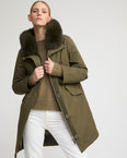 Parka iconique longue en coton mélangé imperméable avec fourrure de renard et lapin