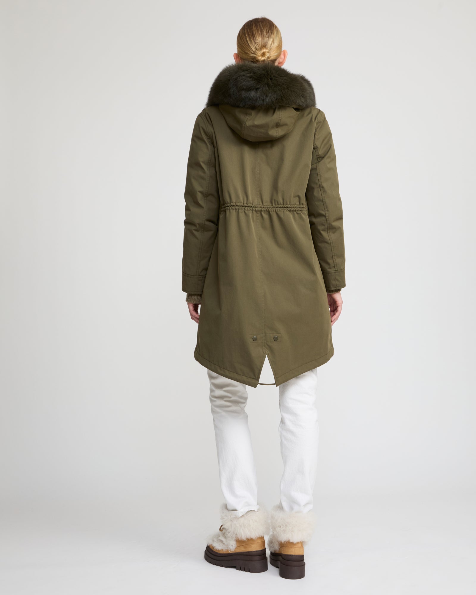 Parka iconique longue en coton mélangé imperméable avec fourrure de renard et lapin -Yves Salomon