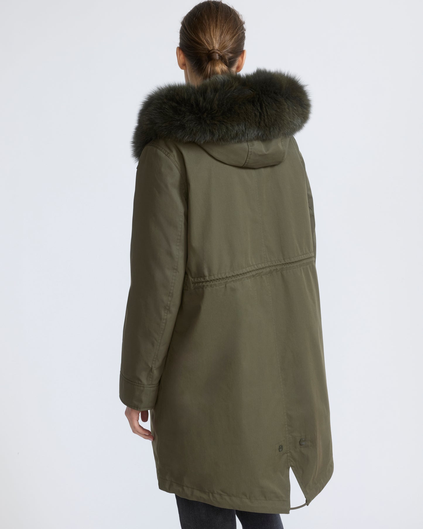 Long Iconic parka in waterproof cotton blend with fox and rabbit fur