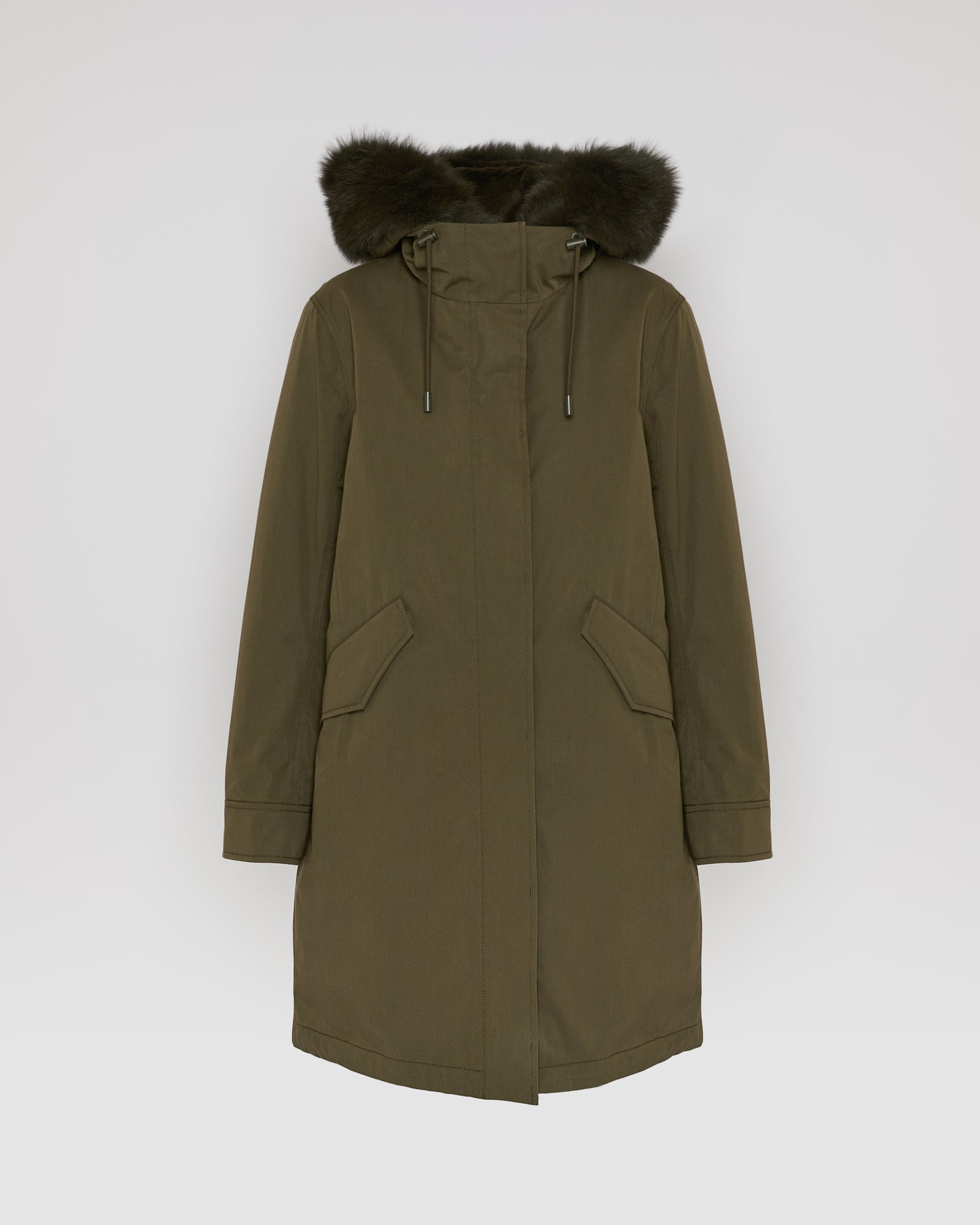 Parka iconique longue en coton mélangé imperméable avec fourrure de renard et lapin -Yves Salomon