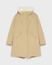 Parka iconique longue en coton mélangé imperméable avec fourrure de renard et lapin
