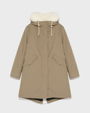 Parka iconique longue en coton mélangé imperméable avec fourrure de renard et lapin