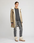 Parka iconique longue en coton mélangé imperméable avec fourrure de renard et lapin