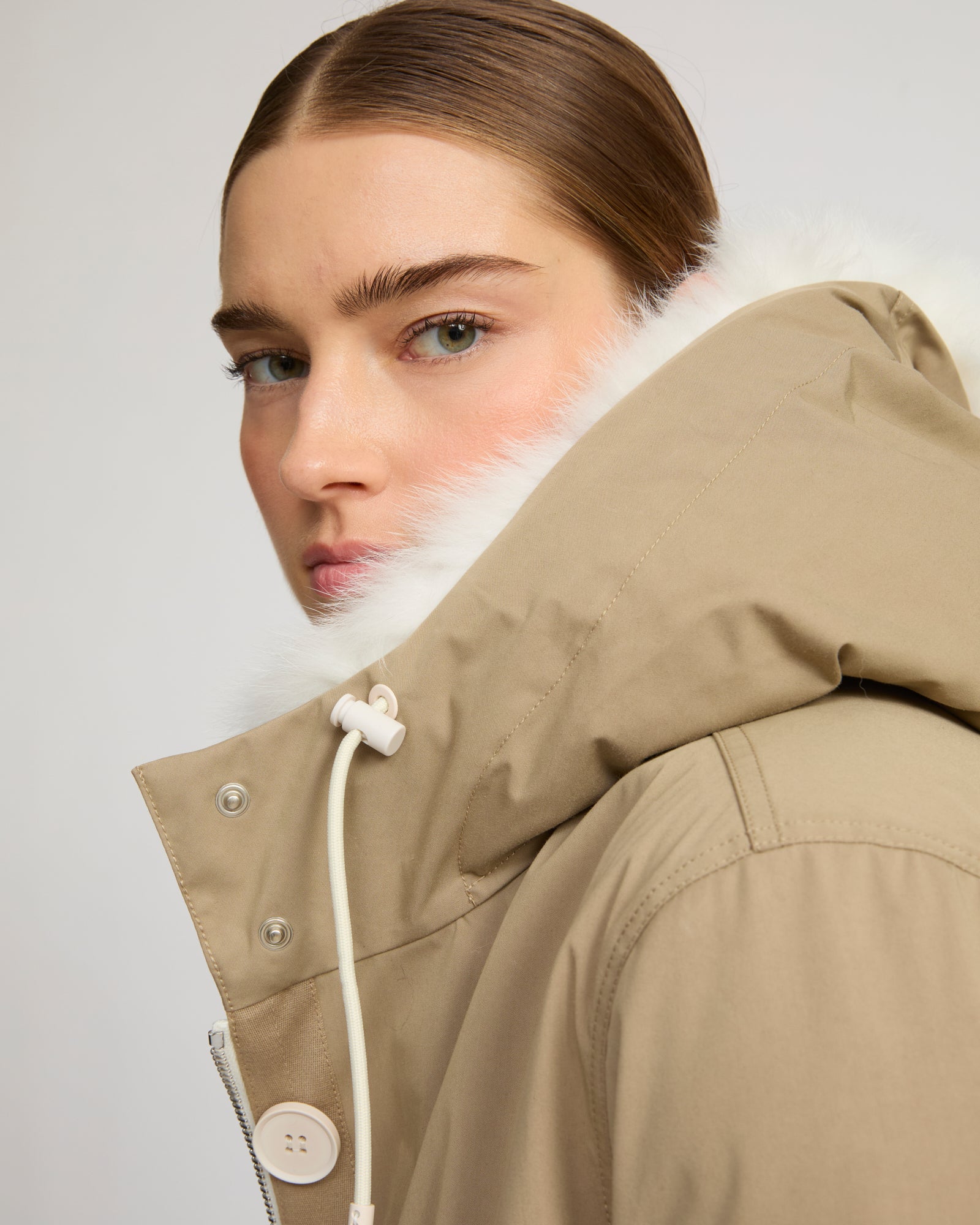 Parka iconique longue en coton mélangé imperméable avec fourrure de renard et lapin -Yves Salomon