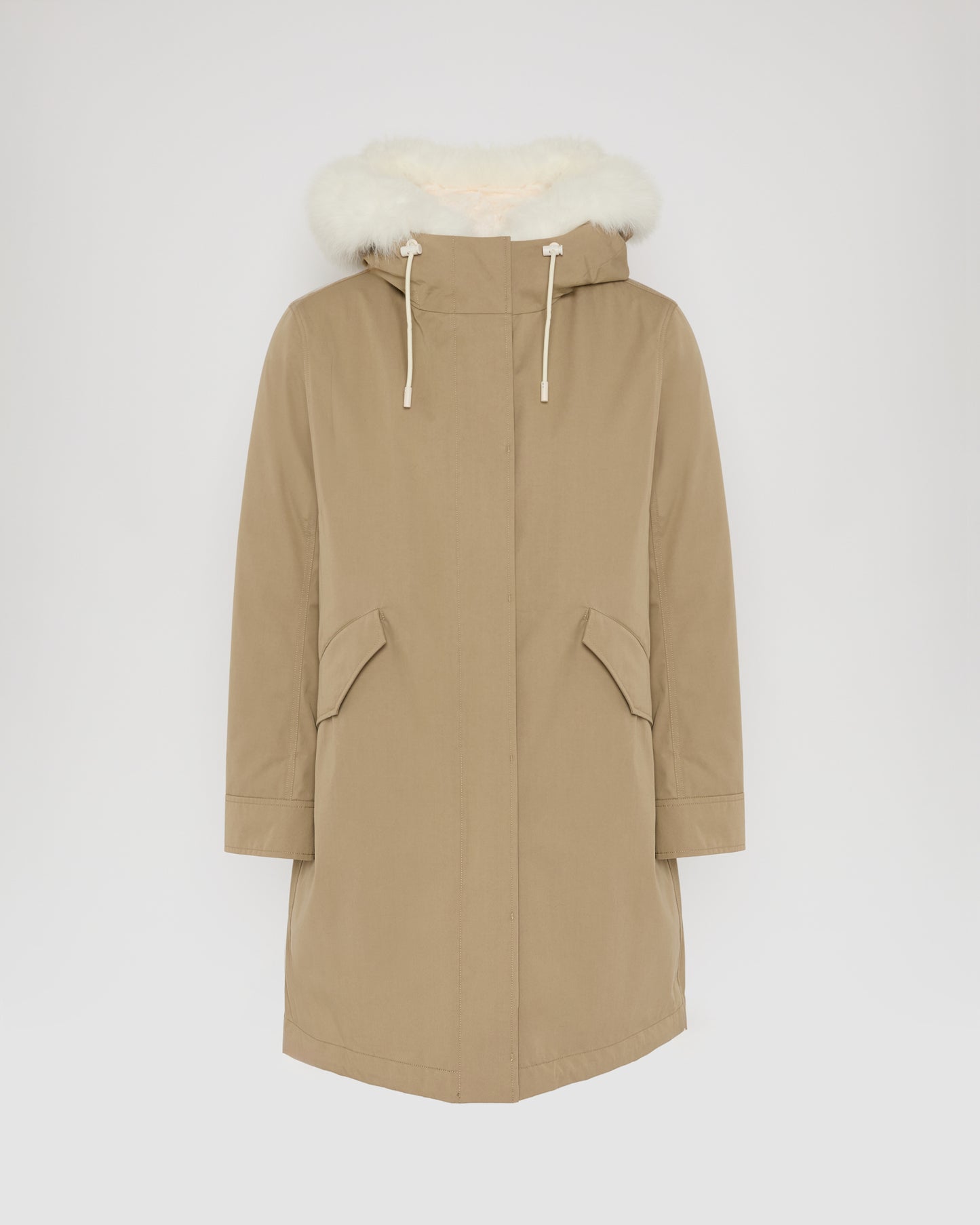 Parka iconique longue en coton mélangé imperméable avec fourrure de renard et lapin -Yves Salomon