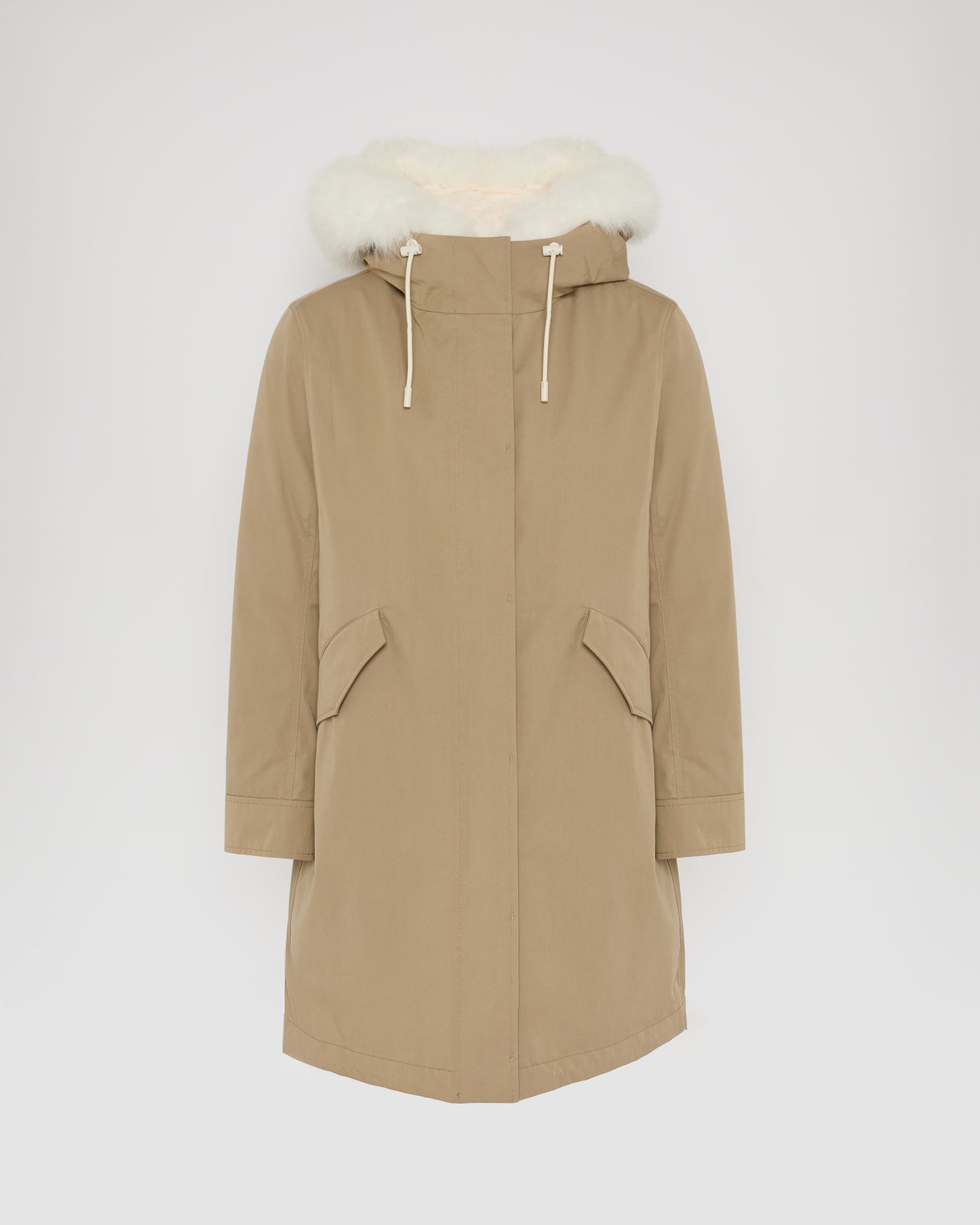 Parka iconique longue en coton mélangé imperméable avec fourrure de renard et lapin -Yves Salomon