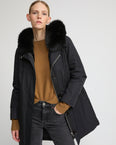 Parka iconique longue en coton mélangé imperméable avec fourrure de renard et lapin