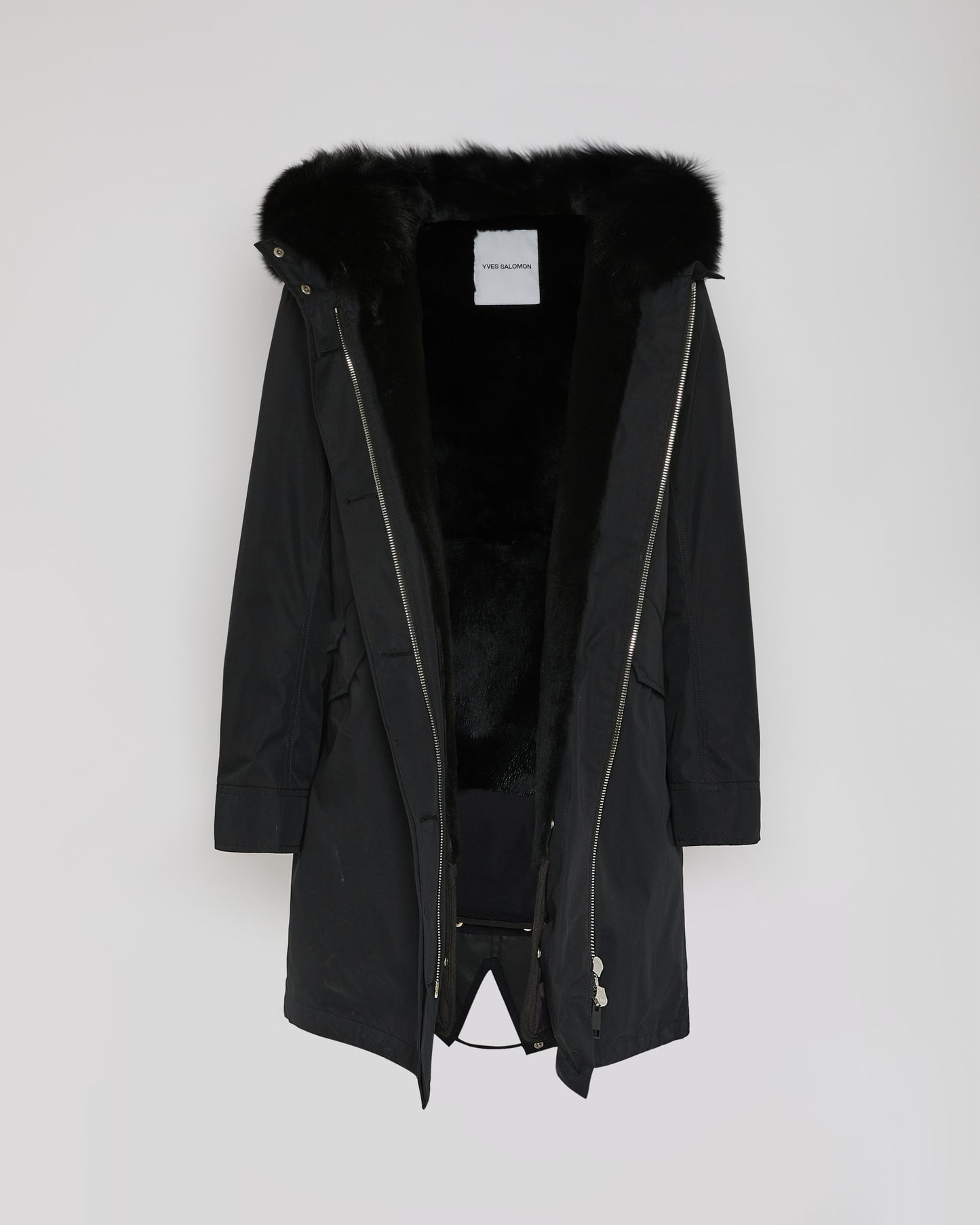 Parka iconique longue en coton mélangé imperméable avec fourrure de renard et lapin