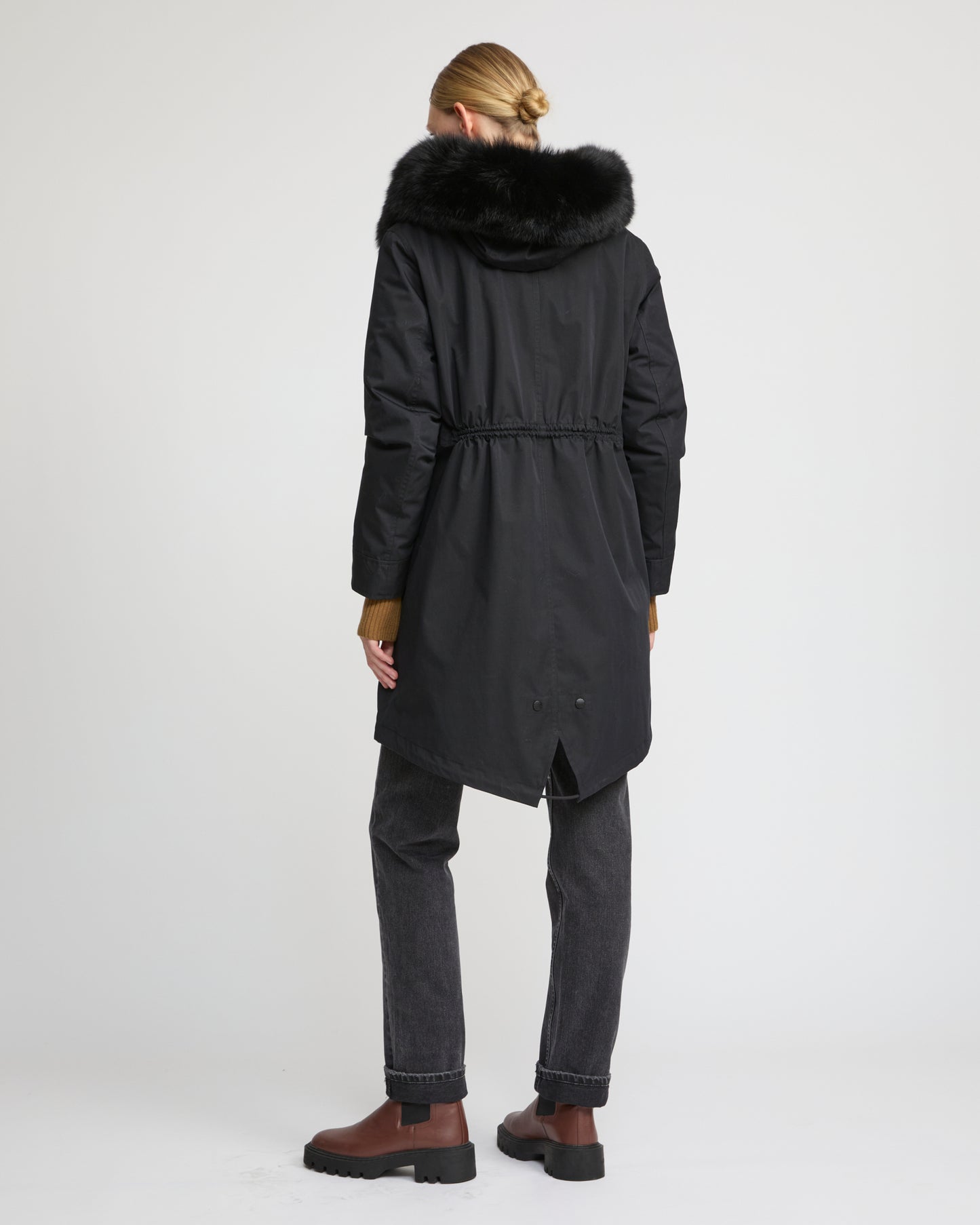 Parka iconique longue en coton mélangé imperméable avec fourrure de renard et lapin