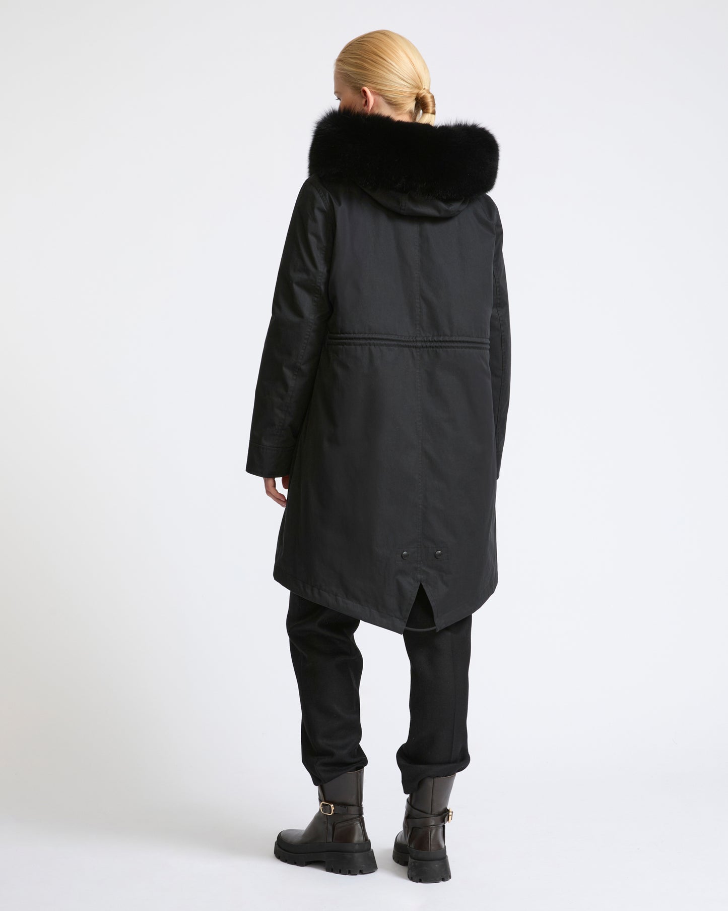 Parka iconique longue en coton mélangé imperméable avec fourrure de renard et lapin- Yves Salomon - Nouvelle collection Automne Hiver