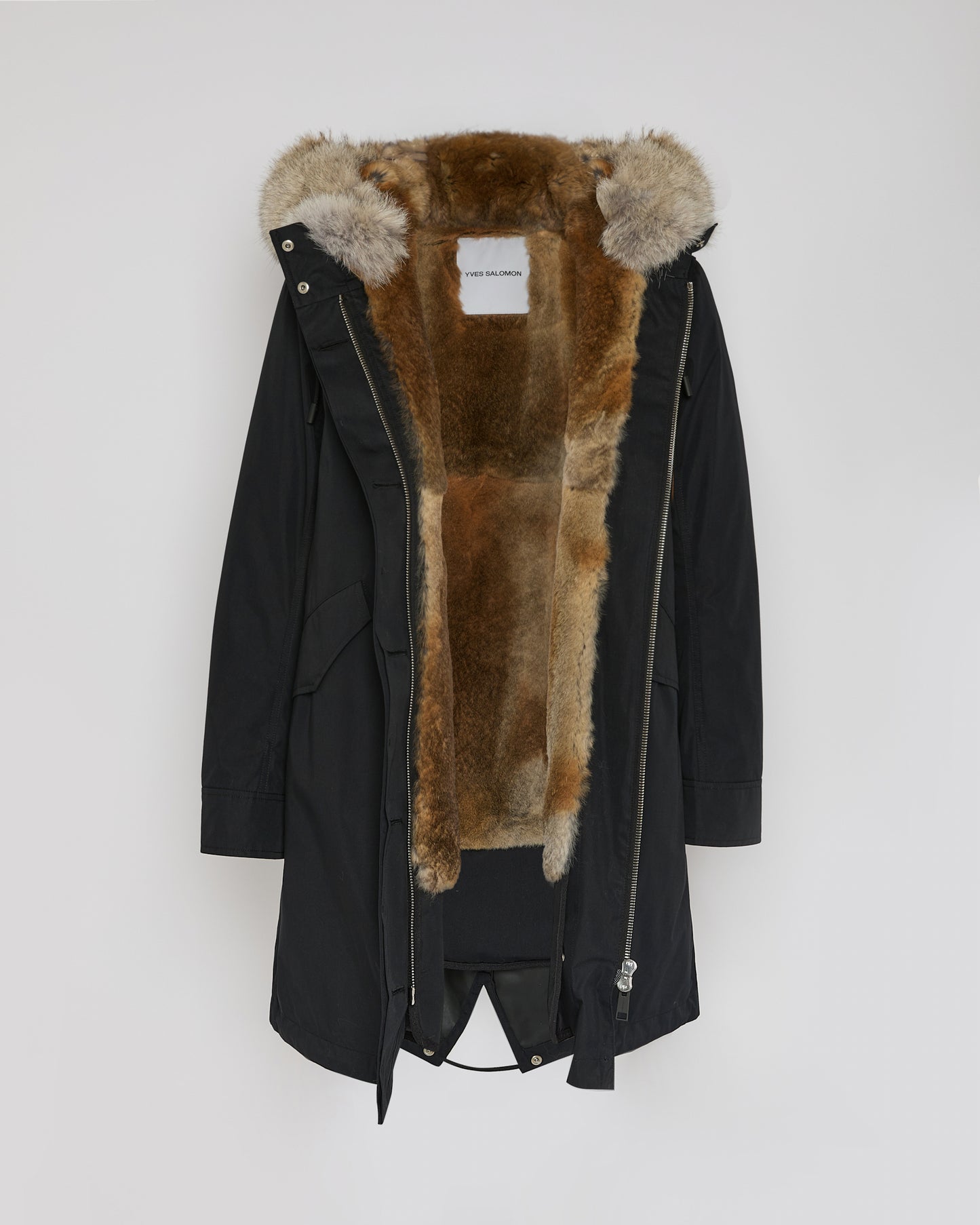 Regular parka in cotton blend and fur
