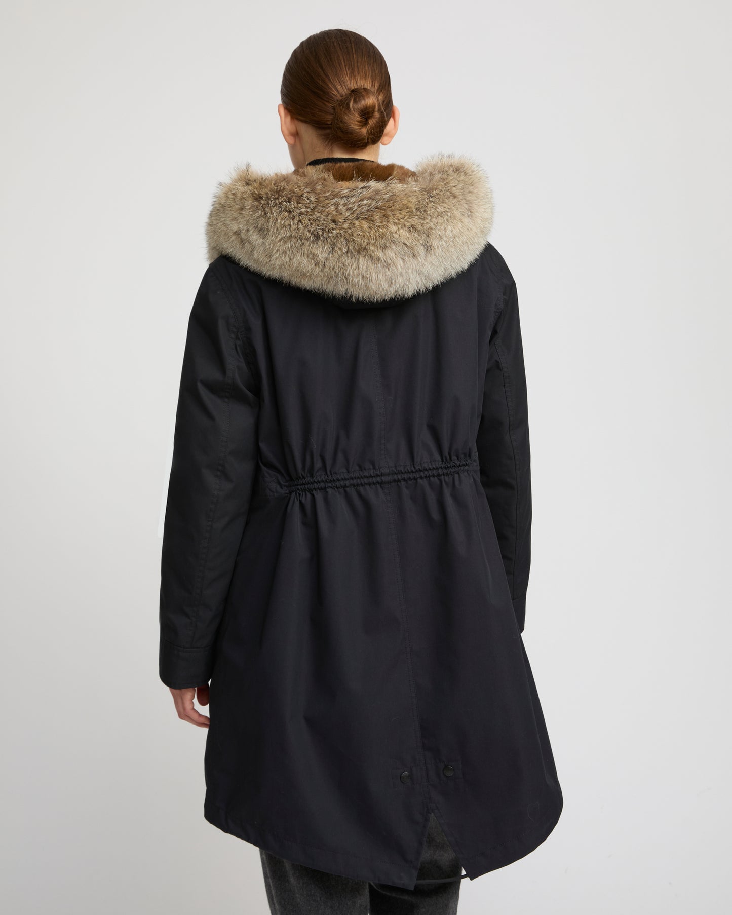 Regular parka in cotton blend and fur