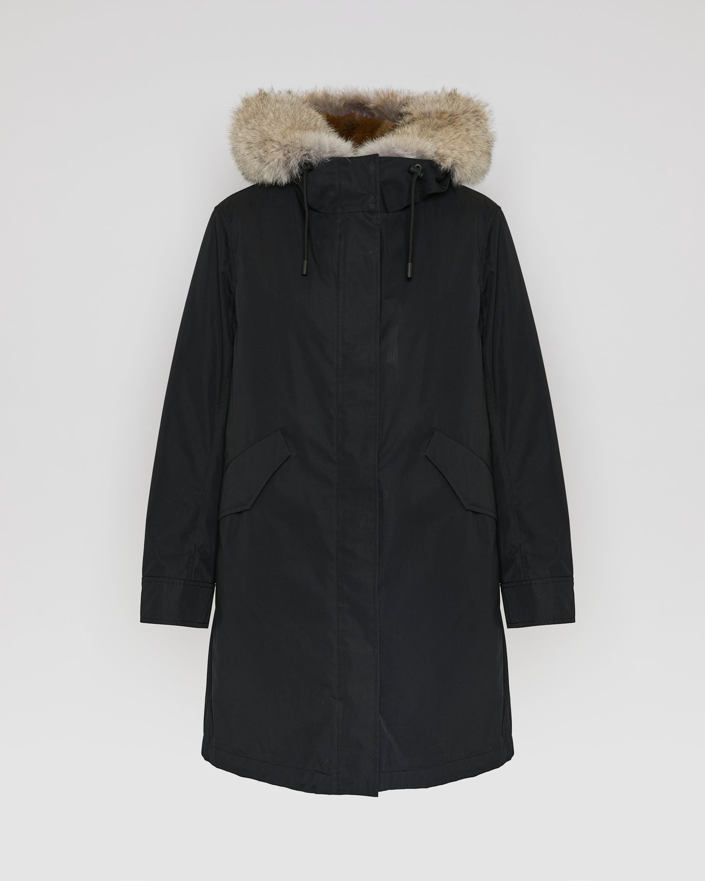 Regular parka in cotton blend and fur