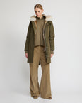 Regular parka in cotton blend and fur