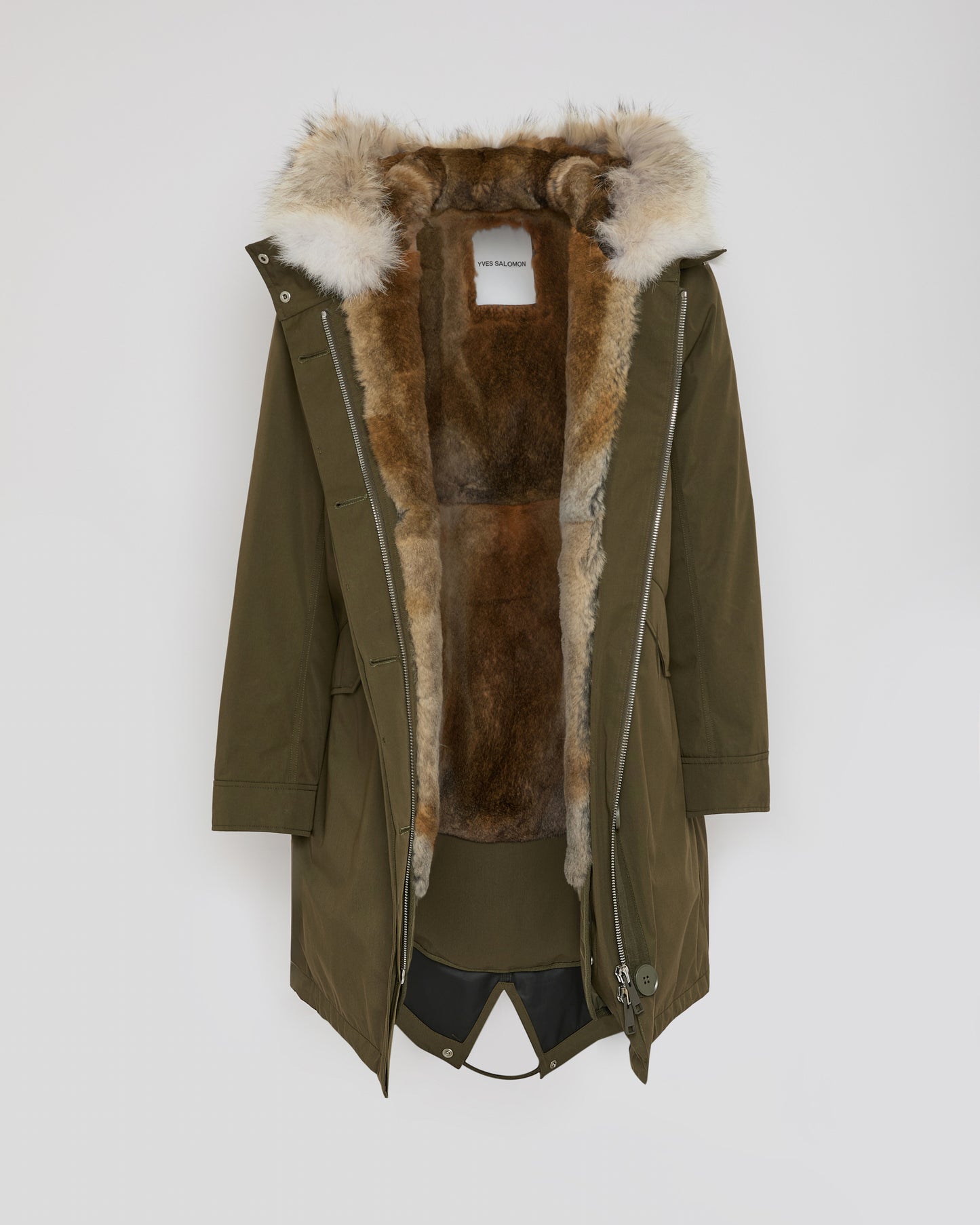 Regular parka in cotton blend and fur