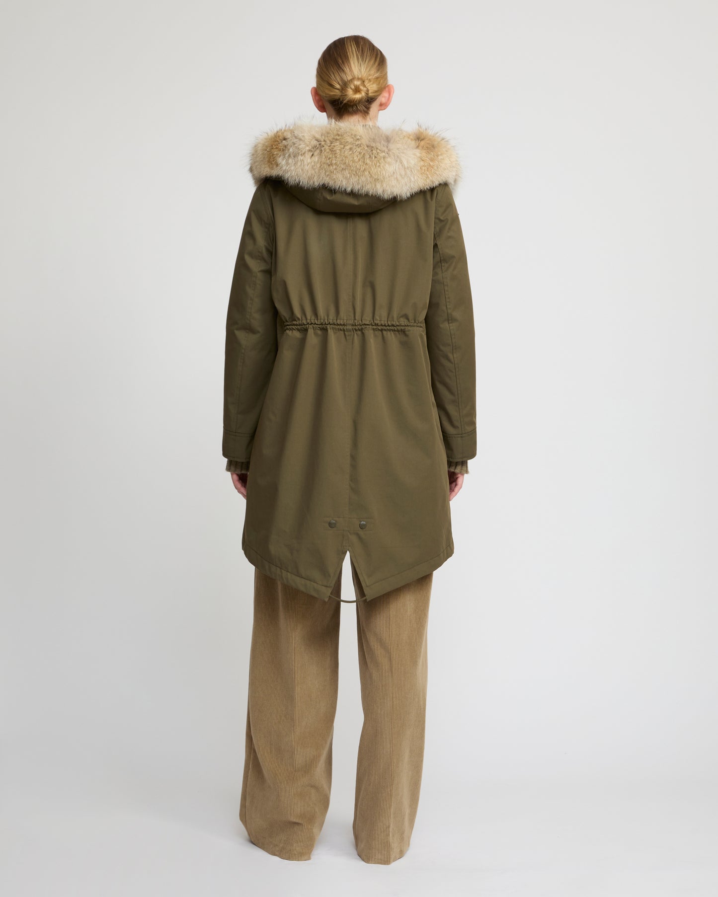 Regular parka in cotton blend and fur