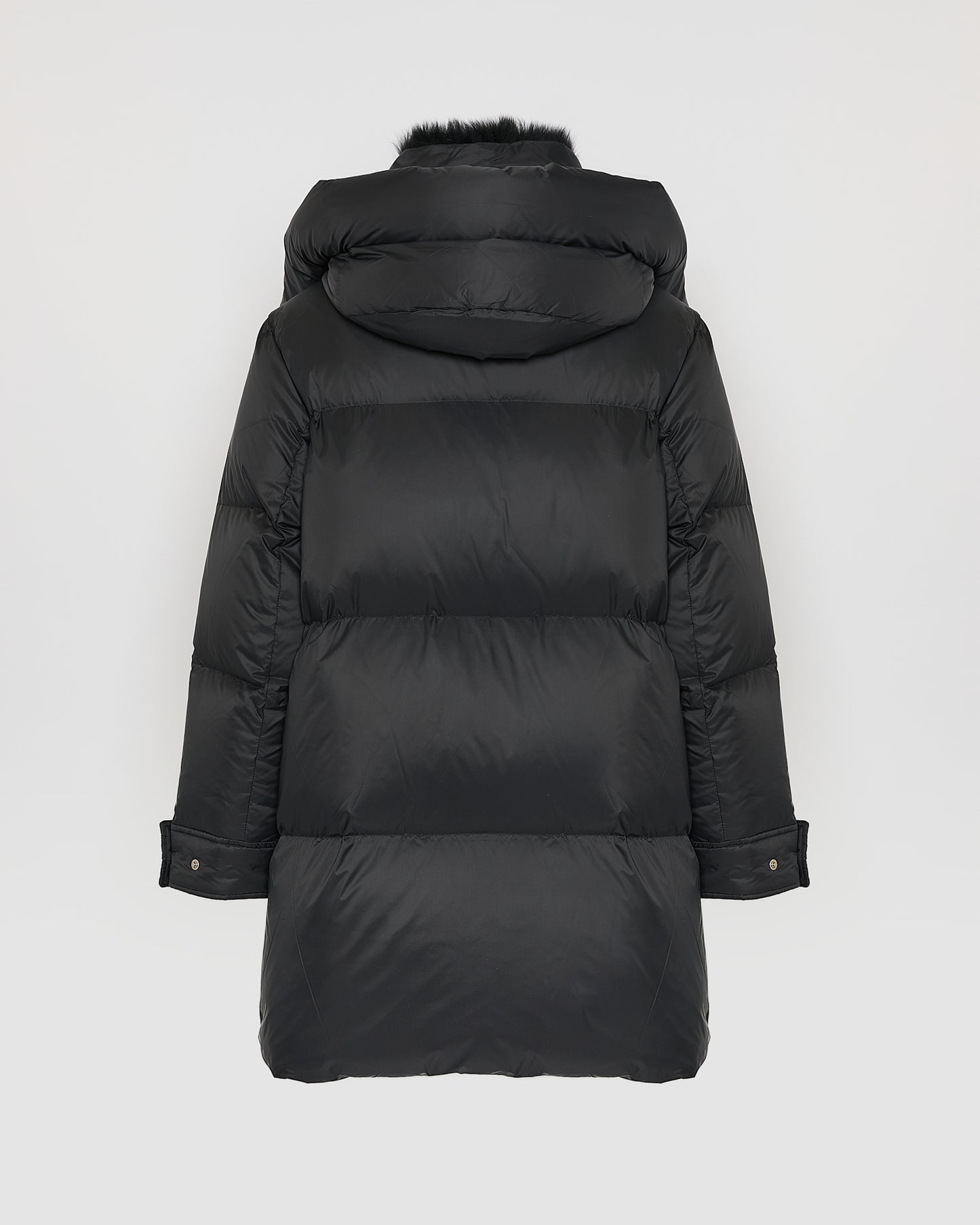 Doudoune longueur 3/4 en tissu technique déperlant et col en fourrure de renard