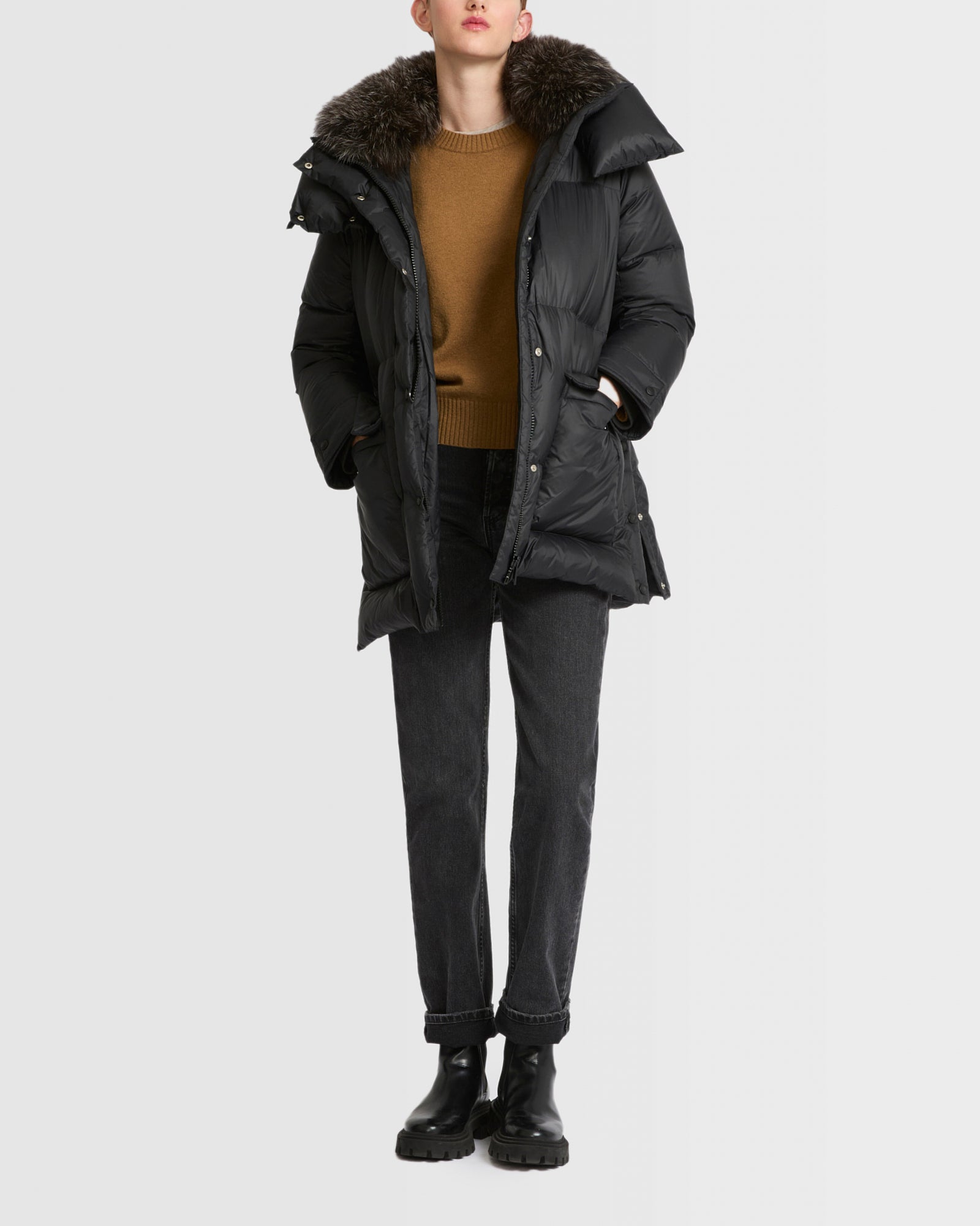 Yves Salomon Ladies Brown Rex Rabbit Coat Size Fr 36 Brand