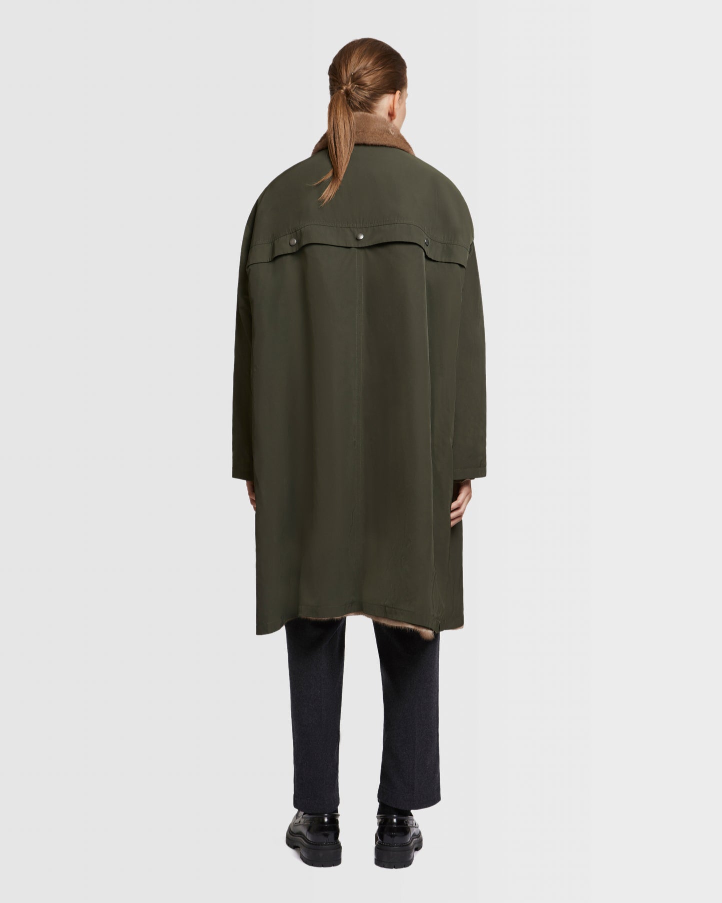 Parka à col en tissu technique réversible en fourrure de vison