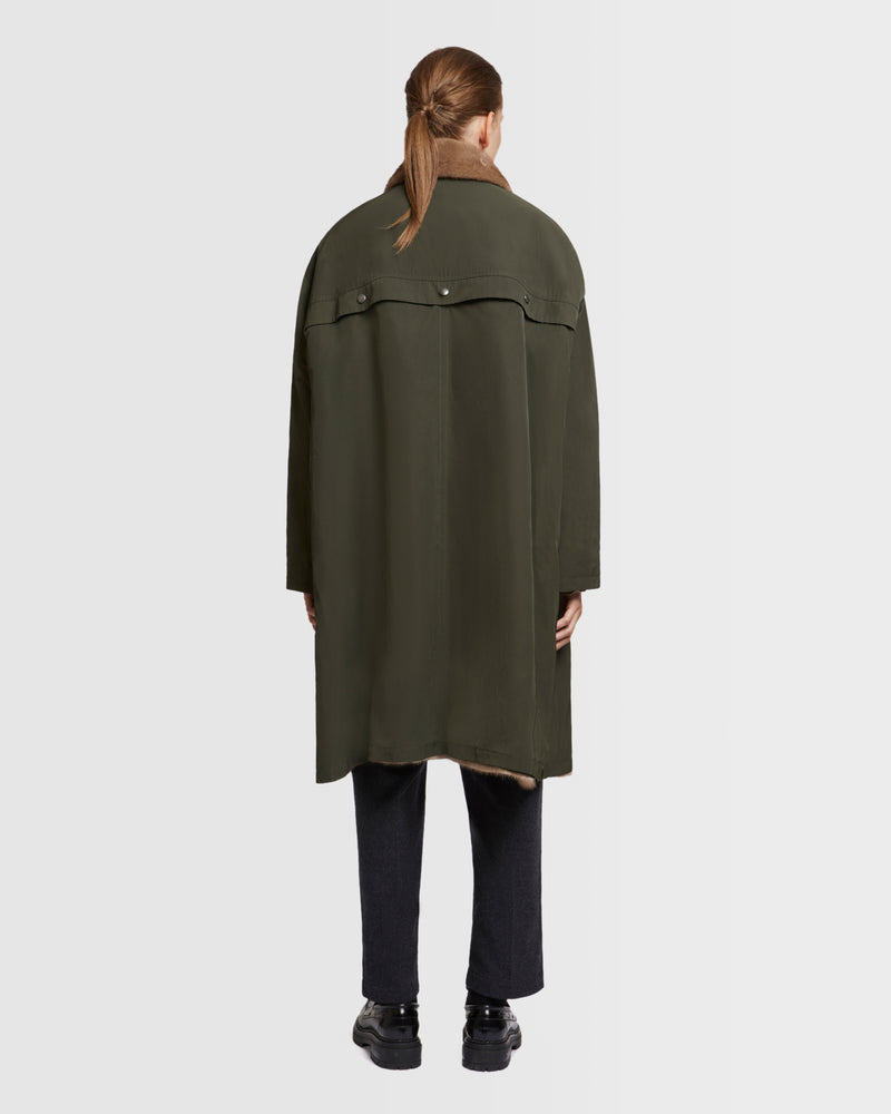 Parka à col en tissu technique réversible en fourrure de vison