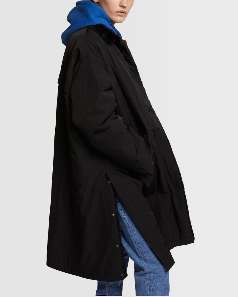 Parka à col en tissu technique réversible en fourrure de vison